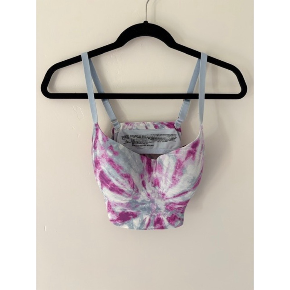 PINK Victoria's Secret Wireless Lightly Lined Tie Dye Bralette Purple Grey L/G‎